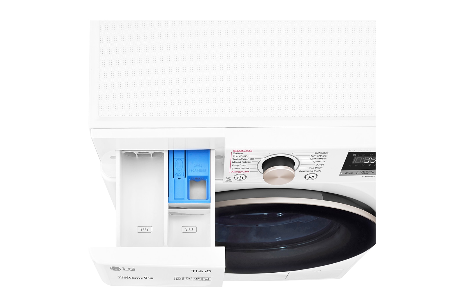 LG Lavatrice 9kg AI DD™ | Serie V7 Classe A-10%* | 1600 giri, TurboWash 360, Lavaggio a vapore, Wi-Fi | White, F6WV709SGA