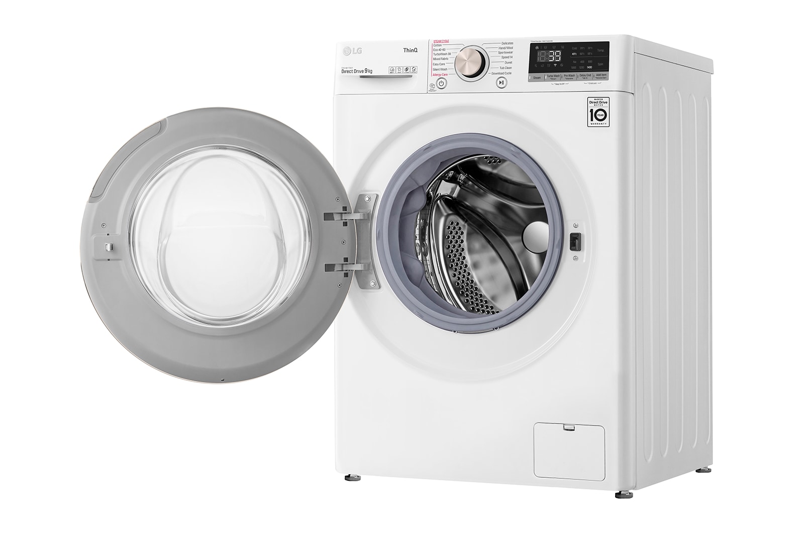 LG Lavatrice 9kg AI DD™ | Serie V7 Classe A-10%* | 1600 giri, TurboWash 360, Lavaggio a vapore, Wi-Fi | White, F6WV709SGA