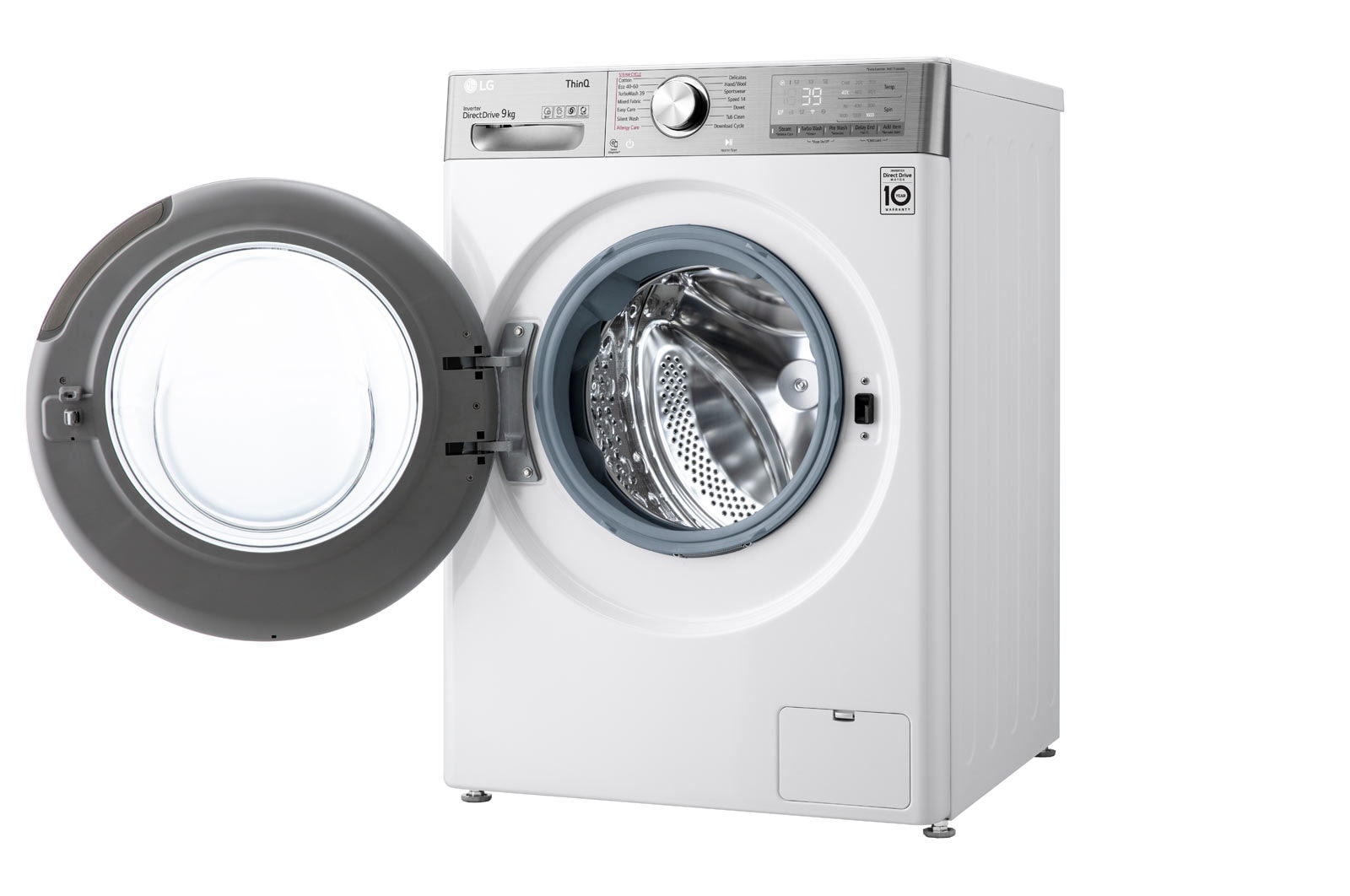 LG Lavatrice 9kg AI DD™ | Serie V9 Classe A | 1600 giri, TurboWash 360, Vapore antipiega, Wi-Fi | White, F6WV909P2E