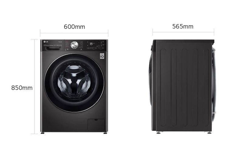 LG Lavatrice 10,5kg AI DD™ | Serie V9 Classe A | 1600 giri, TurboWash 360, Autodosaggio, Vapore antipiega, Wi-Fi | Black Steel, F6WV910P2SA