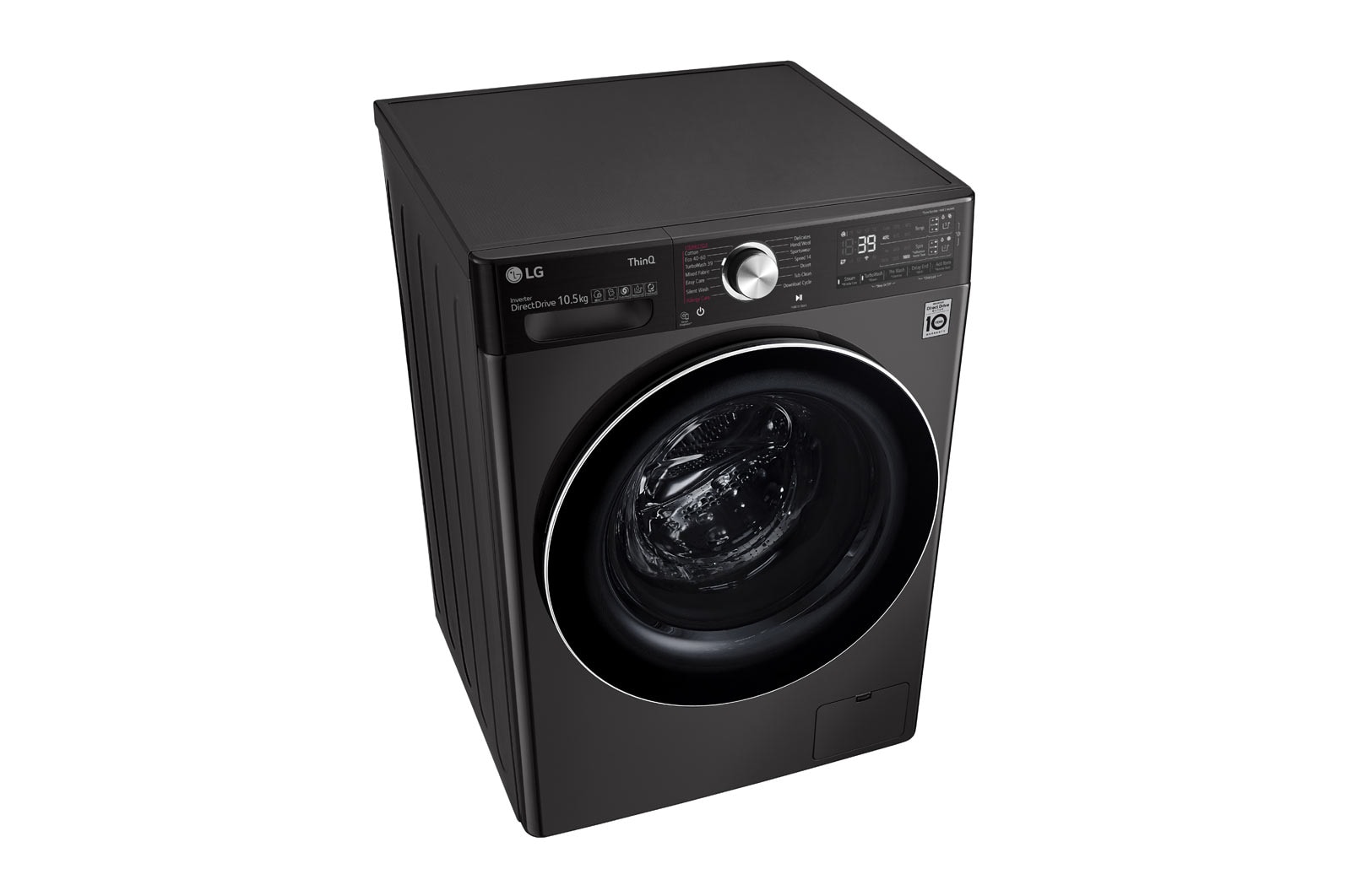 LG Lavatrice 10,5kg AI DD™ | Serie V9 Classe A | 1600 giri, TurboWash 360, Autodosaggio, Vapore antipiega, Wi-Fi | Black Steel, F6WV910P2SA