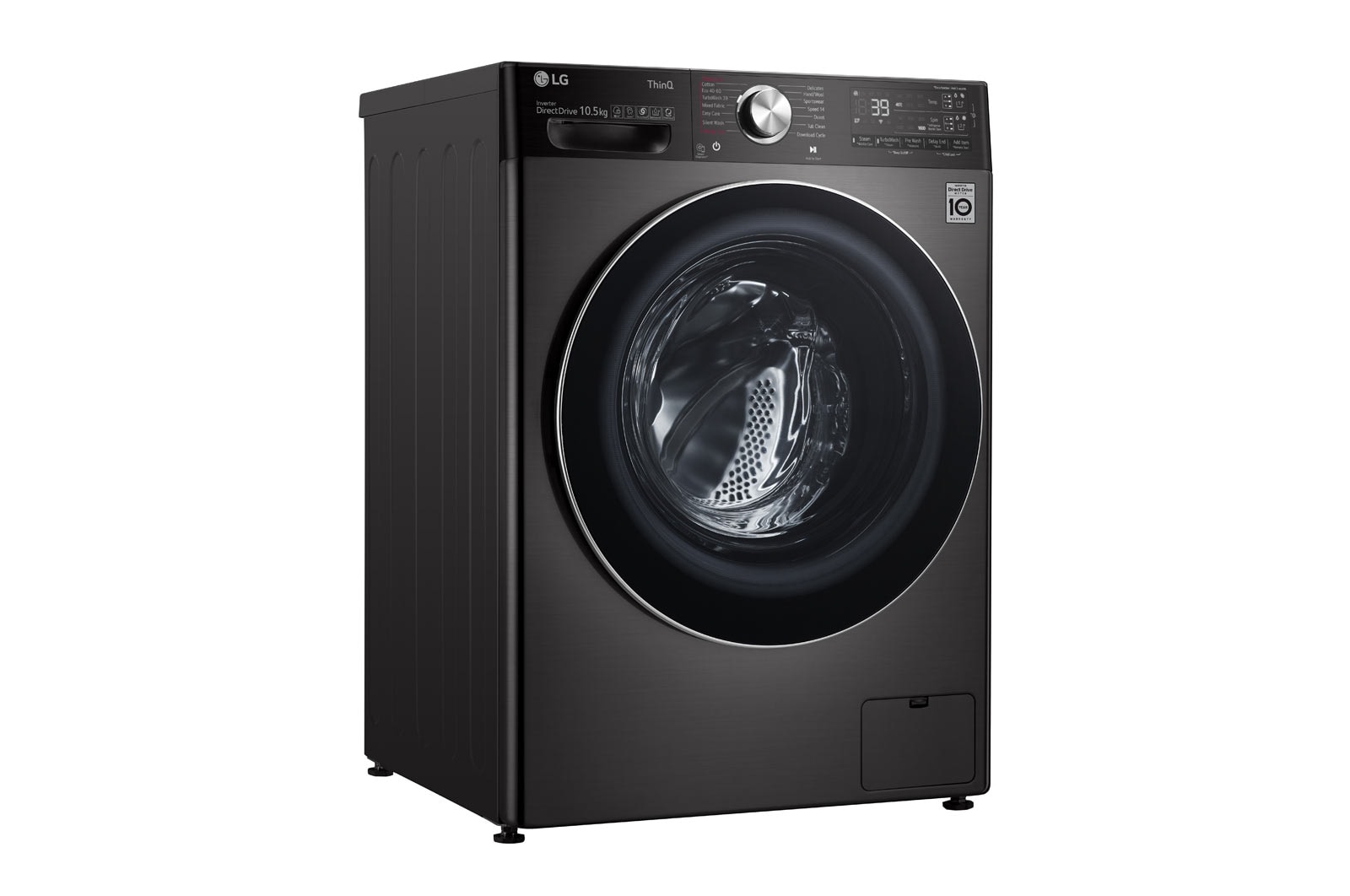 LG Lavatrice 10,5kg AI DD™ | Serie V9 Classe A | 1600 giri, TurboWash 360, Autodosaggio, Vapore antipiega, Wi-Fi | Black Steel, F6WV910P2SA