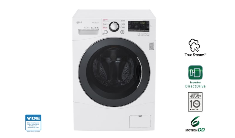 LG Lavatrice TurboWash™ 8 Kg Lavaggio a vapore Oblò Silver, FH2A8TDS2