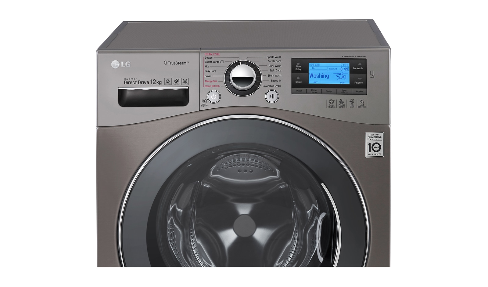 LG Lavatrice TurboWash™ 12 Kg   Lavaggio a vapore Oblò Cromato, FH495BDS6