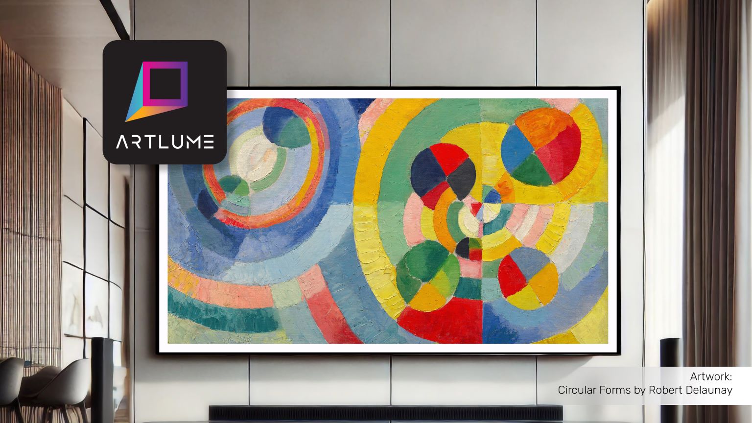 TV Oled LG con intelligenza artificiale: immagine di un TV oled LG con artwork, in collaborazione con Artlume