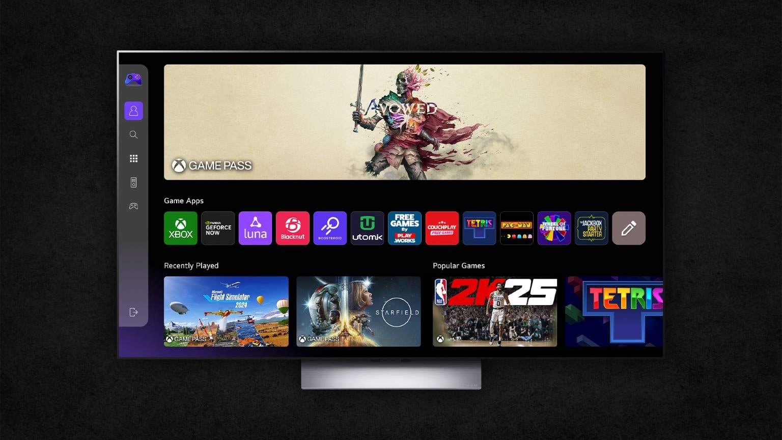 Giochi su Smart TV LG: immagine di una smart TV LG con il playstore di giochi.