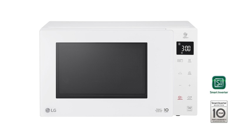 LG Microonde 25 litri, potenza 1000W | Cottura a vapore, Smart Inverter, Bianco, MH6535GDH