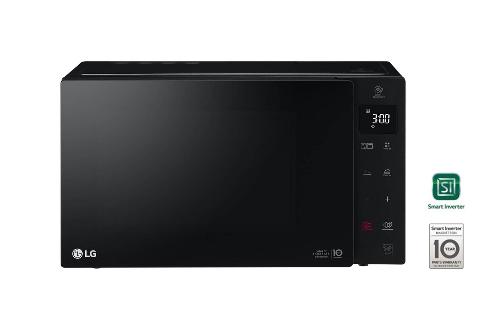 Vorderseite von Mikrowelle Schwarz (25 L, 1.000 Watt) mit Quarzgrill, Smart Inverter Technologie & EasyClean | MH6535GDS MH6535GDS