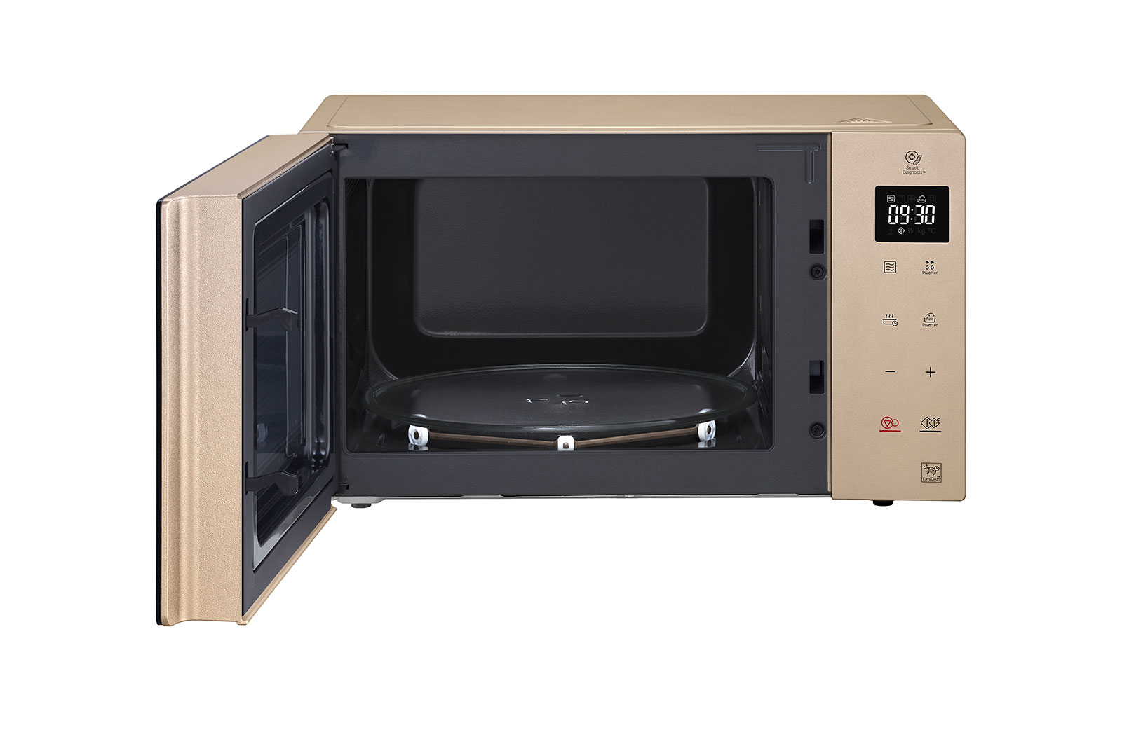 Foto frontale microonde LG MH6535GISA aperto