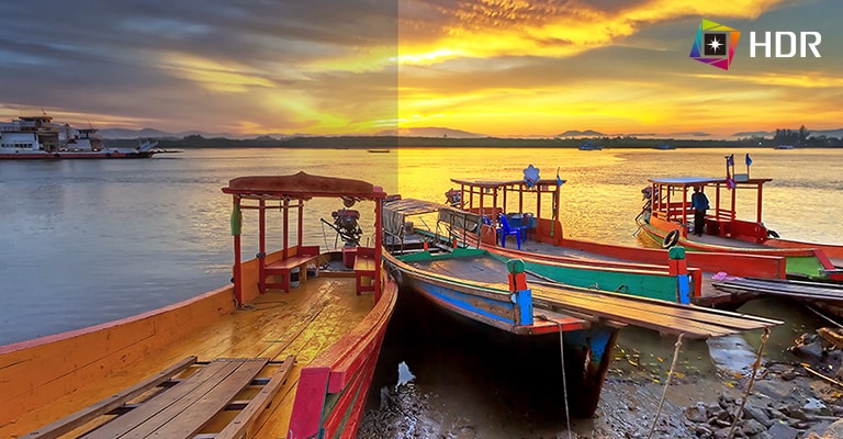 colori spettacolari dei contenuti supportati dall'alta gamma dinamica HDR10, basata sulla gamma di colori DCI-P3 95% rispetto alla modalità convenzionale