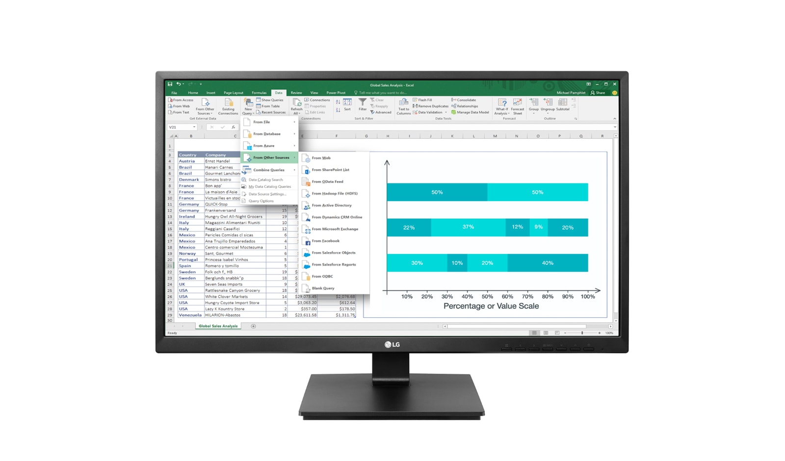 LG Monitor PC IPS 24" 16:9 Full HD Linea Office Pivot, 24BK550Y-B