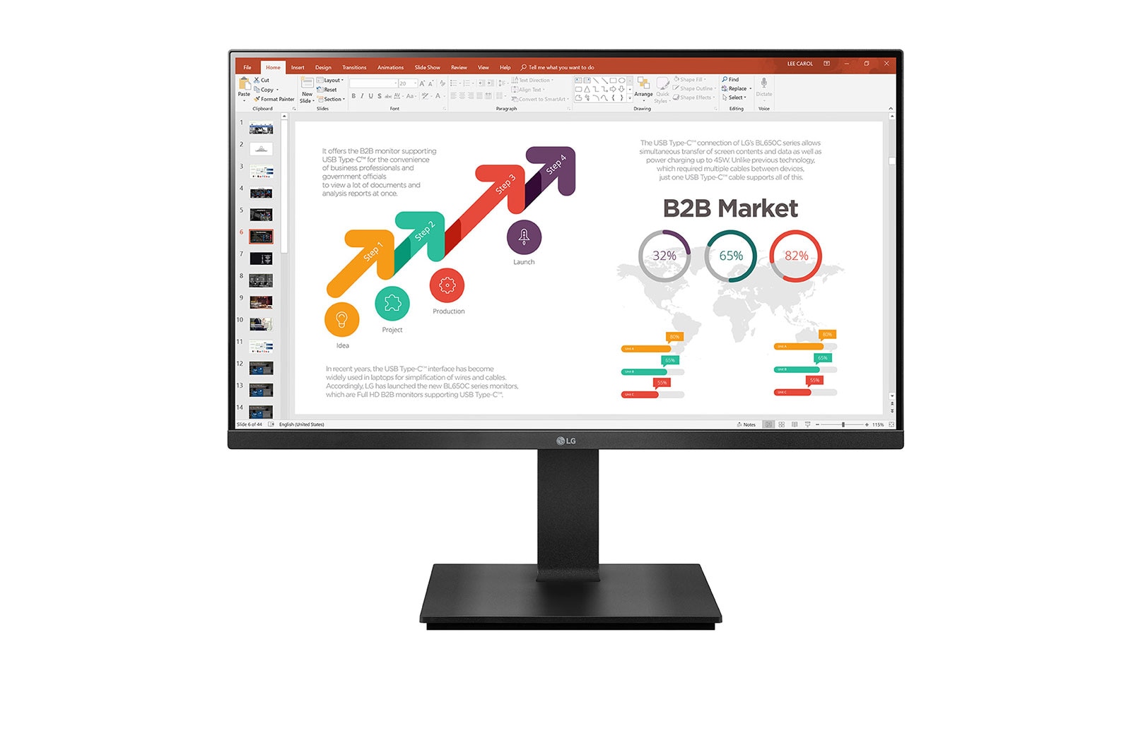 Vista frontale di LG Business | Monitor 24" | Full HD, IPS, Speaker integrati 24BP45SP-B