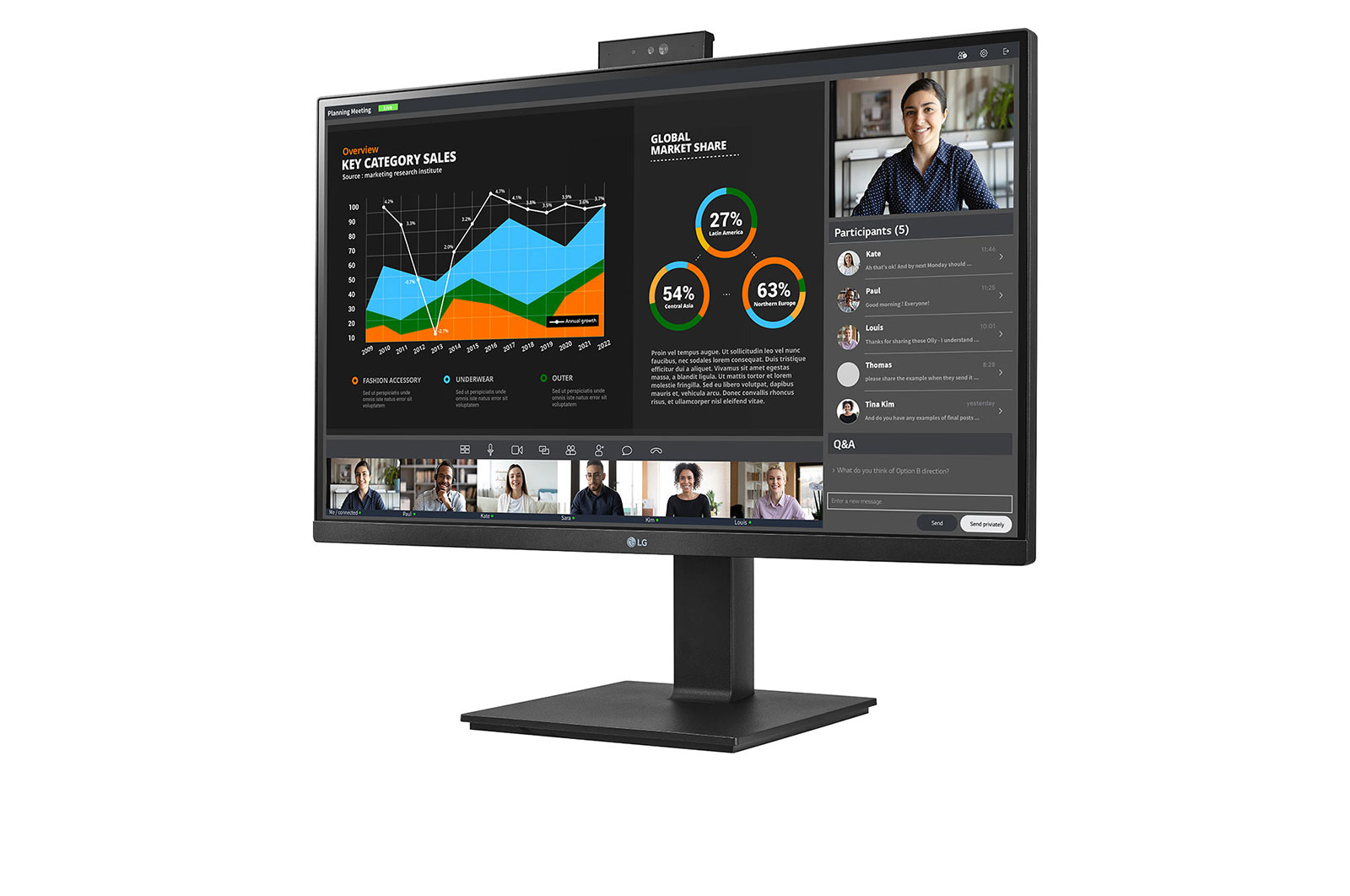 LG Business | Monitor Docking 27" | Quad HD, IPS, USB-C, RJ45, Webcam e Speaker integrati, 27BQ75QC-B
