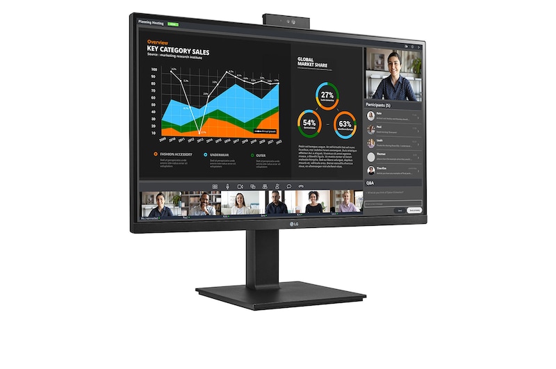 LG Business | Monitor Docking 27" | Quad HD, IPS, USB-C, RJ45, Webcam e Speaker integrati, 27BQ75QC-B