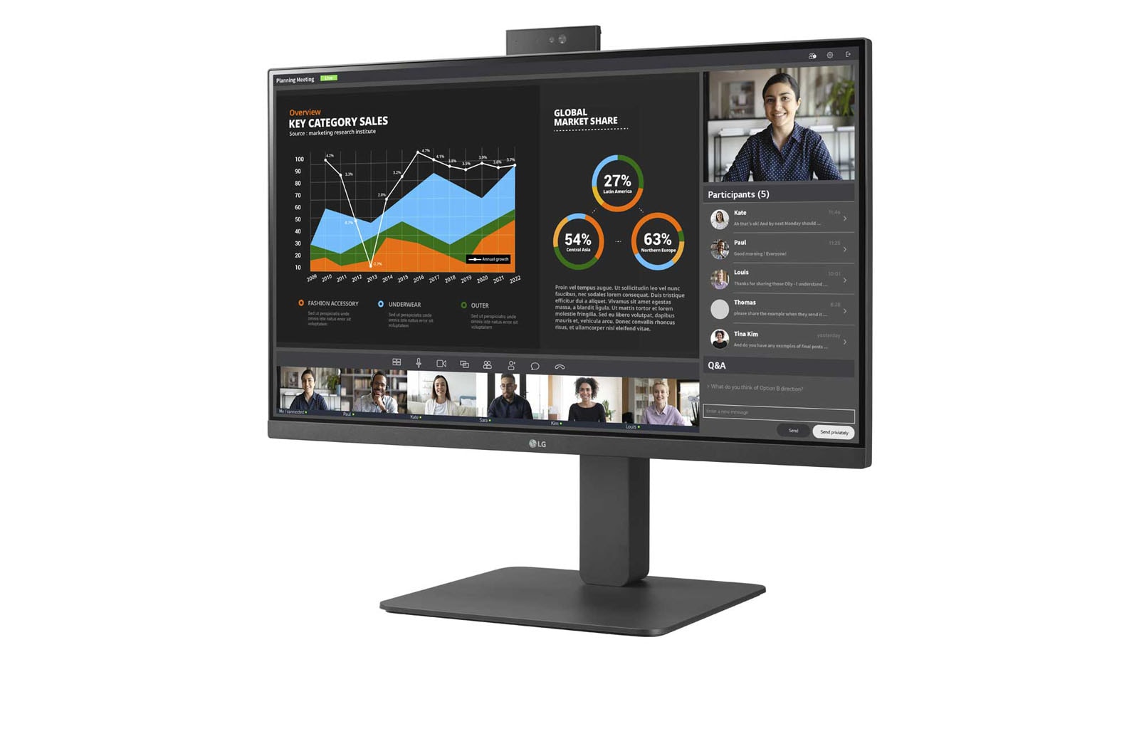 LG Business | Monitor Docking 27'' | Full HD, IPS, USB-C, RJ45, Webcam e Speaker integrati, 27BR750C-C
