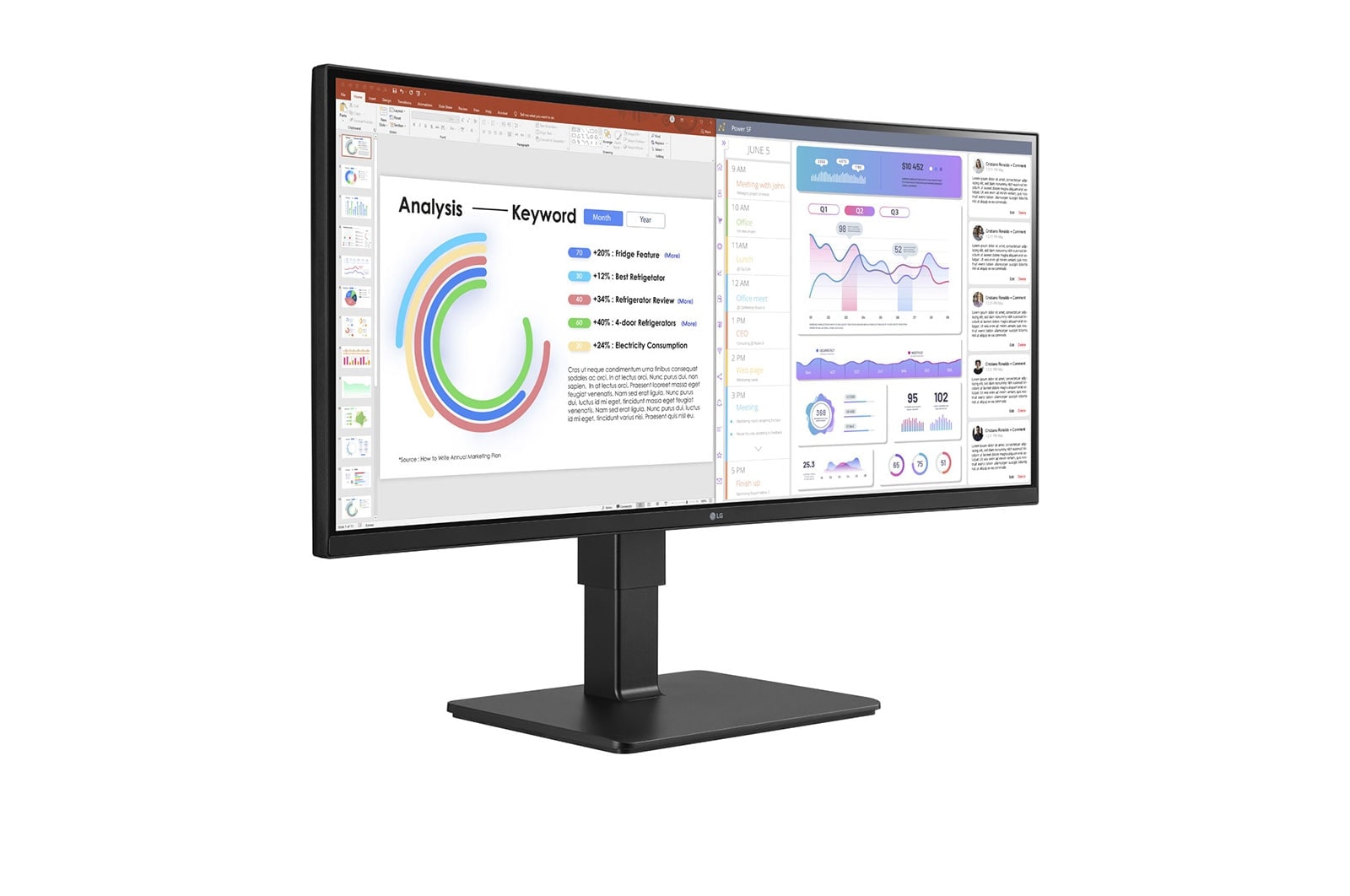 LG Business | Monitor Docking 34" | Quad HD 21:9 Curvo, IPS, USB-C, RJ45, Speaker integrati, 34BQ77QB-B