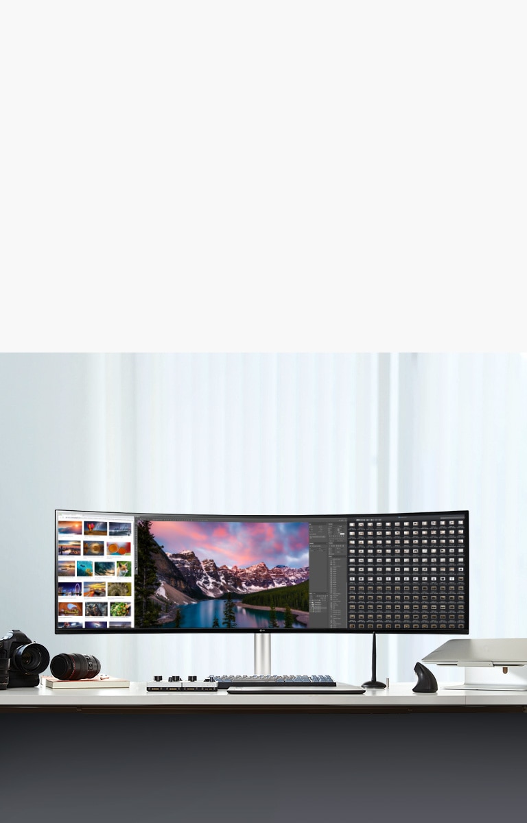 LG UltraWide, Monitor 49 Serie WQ95C, Dual QHD 32:9 Curvo, Nano IPS,  USB-C, Speaker Integrati - 49WQ95C-W