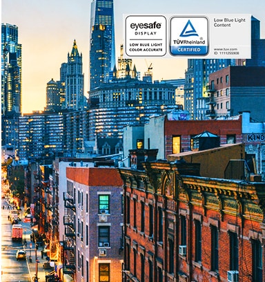 L'immagine mostra la scena applicata alla modalità “Live Color Blue Light”, in cui il tono del blu viene regolato ma i colori di ogni oggetto sono più chiari e vividi rispetto alla Modalità Reader.