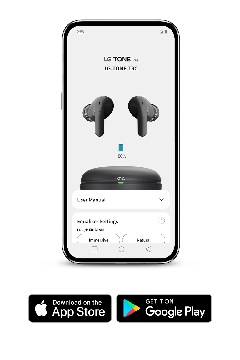 Uno smartphone con l'app TONE Free sullo schermo.