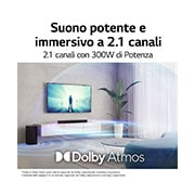 LG Soundbar S60Q | 300W I 2.1 canali | Dolby Atmos Virtual, AI Sound Pro, S60Q