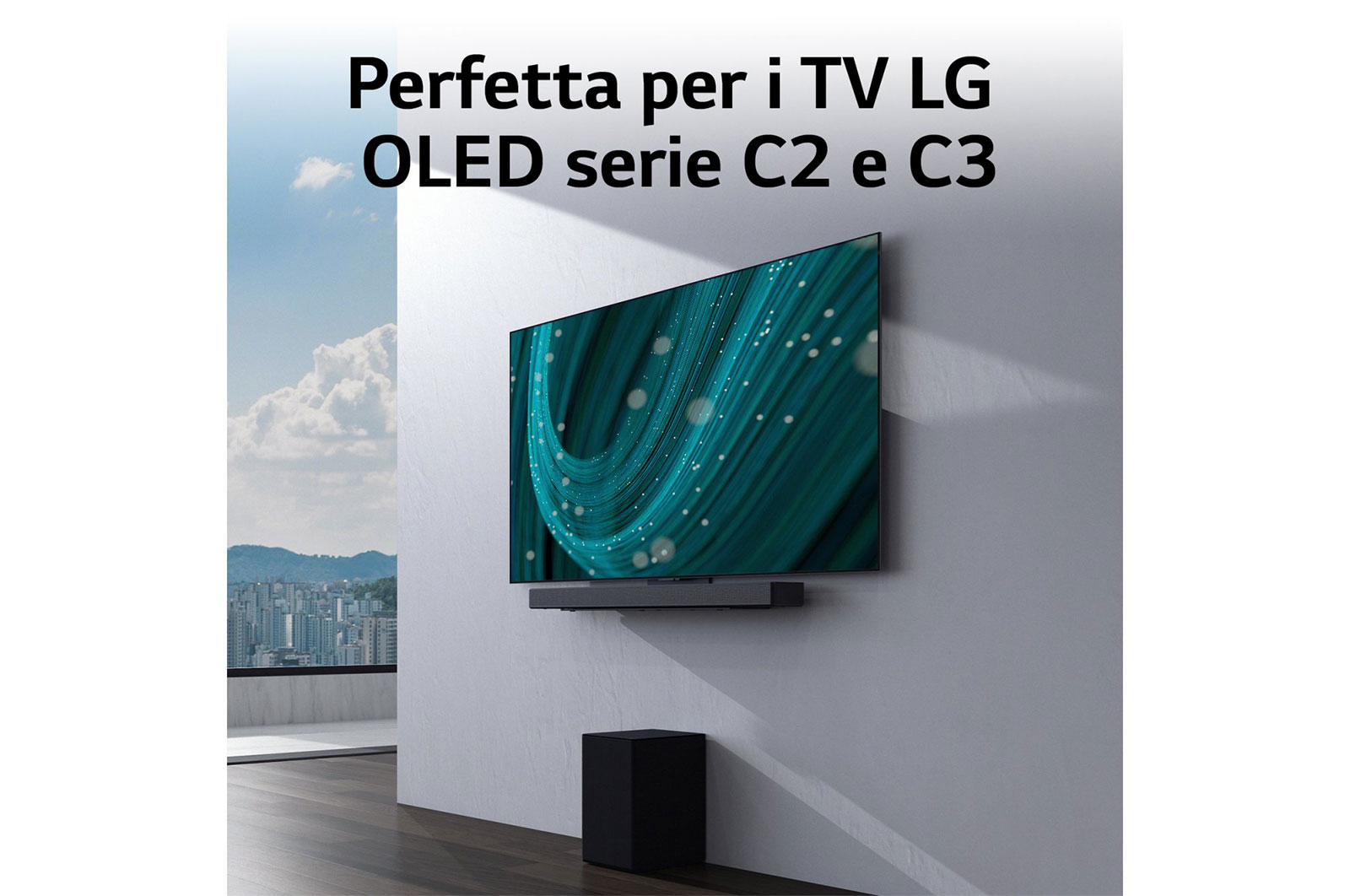 LG Soundbar SC9S | 3.1.3 canali, 400W | Triplo speaker up-firing, Staffe per OLED C2 e C3, Meridian, Dolby Atmos, Wi-Fi, SC9S