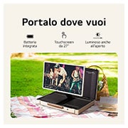 LG StanbyME Go | Schermo portatile da 27'' | Touchscreen inclinabile, Design a valigetta, Batteria integrata, Wi-Fi, WebOS 22, 27LX5QKNA