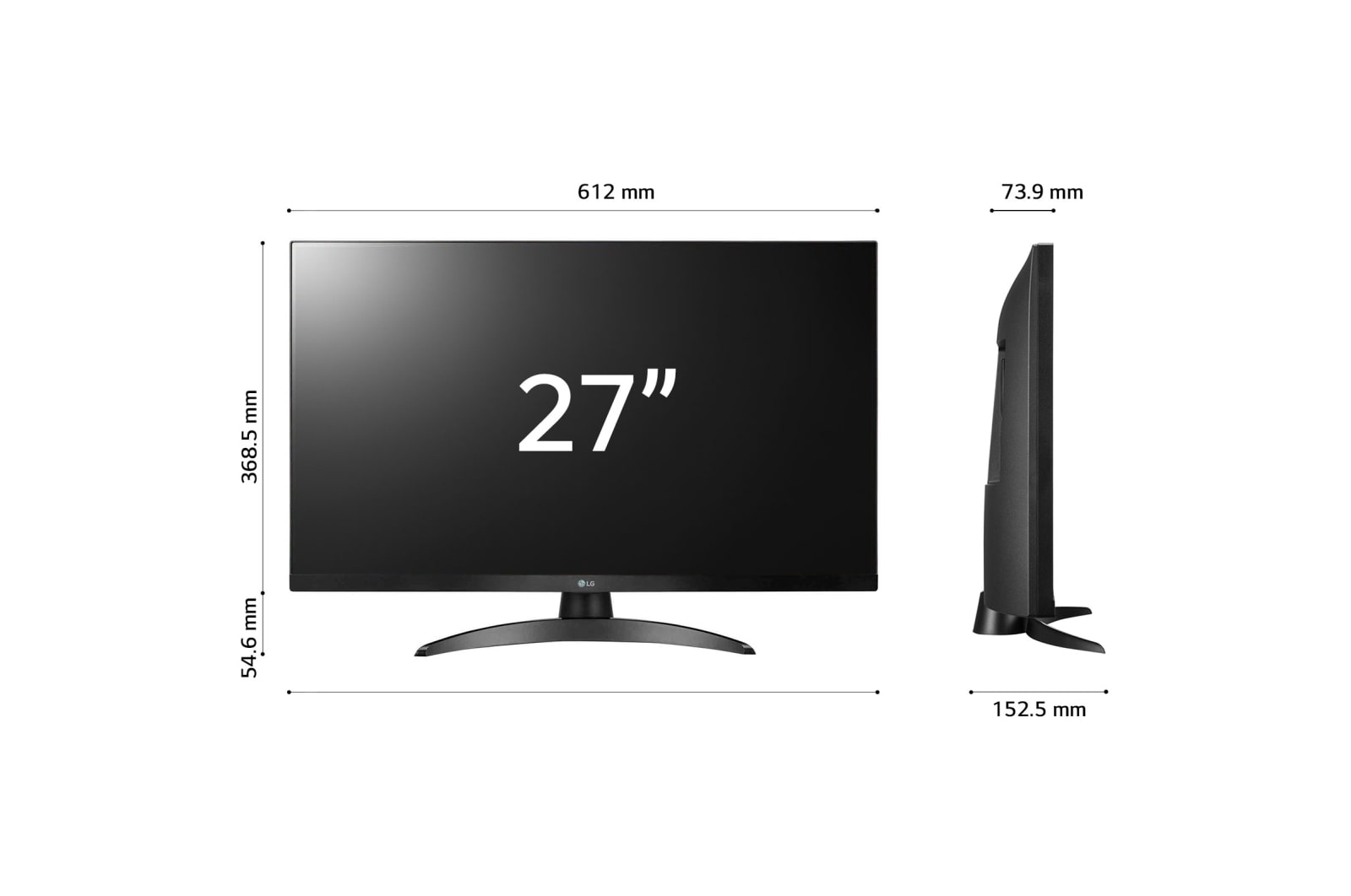 LG Full HD | TV 27" Serie TQ615S | Full HD, IPS, smart TV webOS 22, Nero, 27TQ615S-PZ