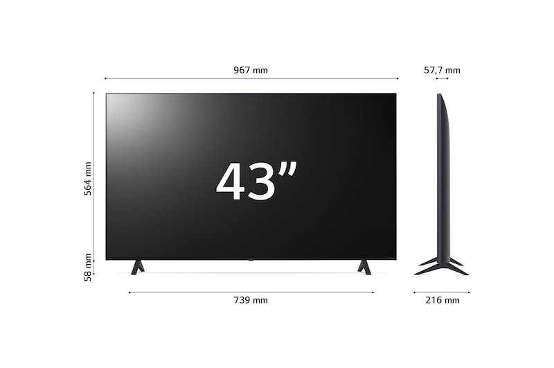 LG TV NanoCell | Serie NANO75 43'' | 4K, α5 Gen5, HDR10, 20W, 3 HDMI, Game Optimizer, Wi-Fi 5, Smart TV WebOS 22, 43NANO756QC