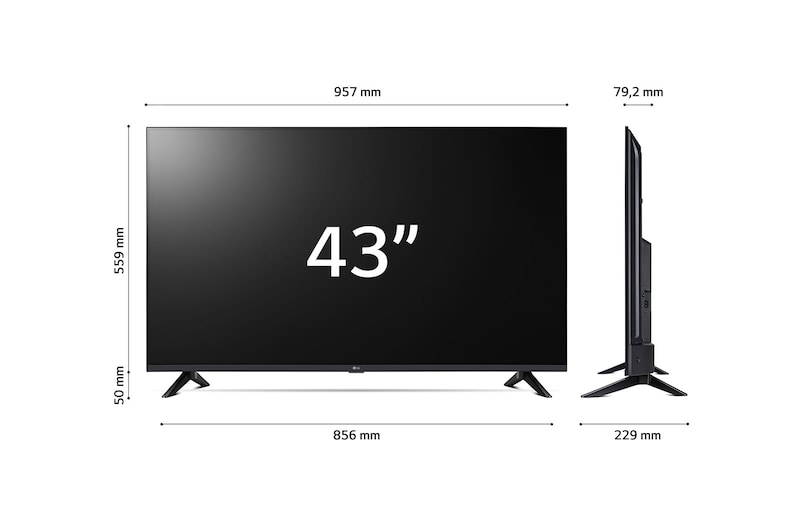 LG TV UHD | Serie UR74 43'' | 4K, α5 Gen6, HDR10, 20W, 3 HDMI, Game Optimizer, Wi-Fi 5, Smart TV WebOS 23, 43UR74006LB