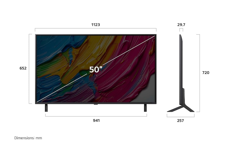 Dimensioni del TV LG QNED80