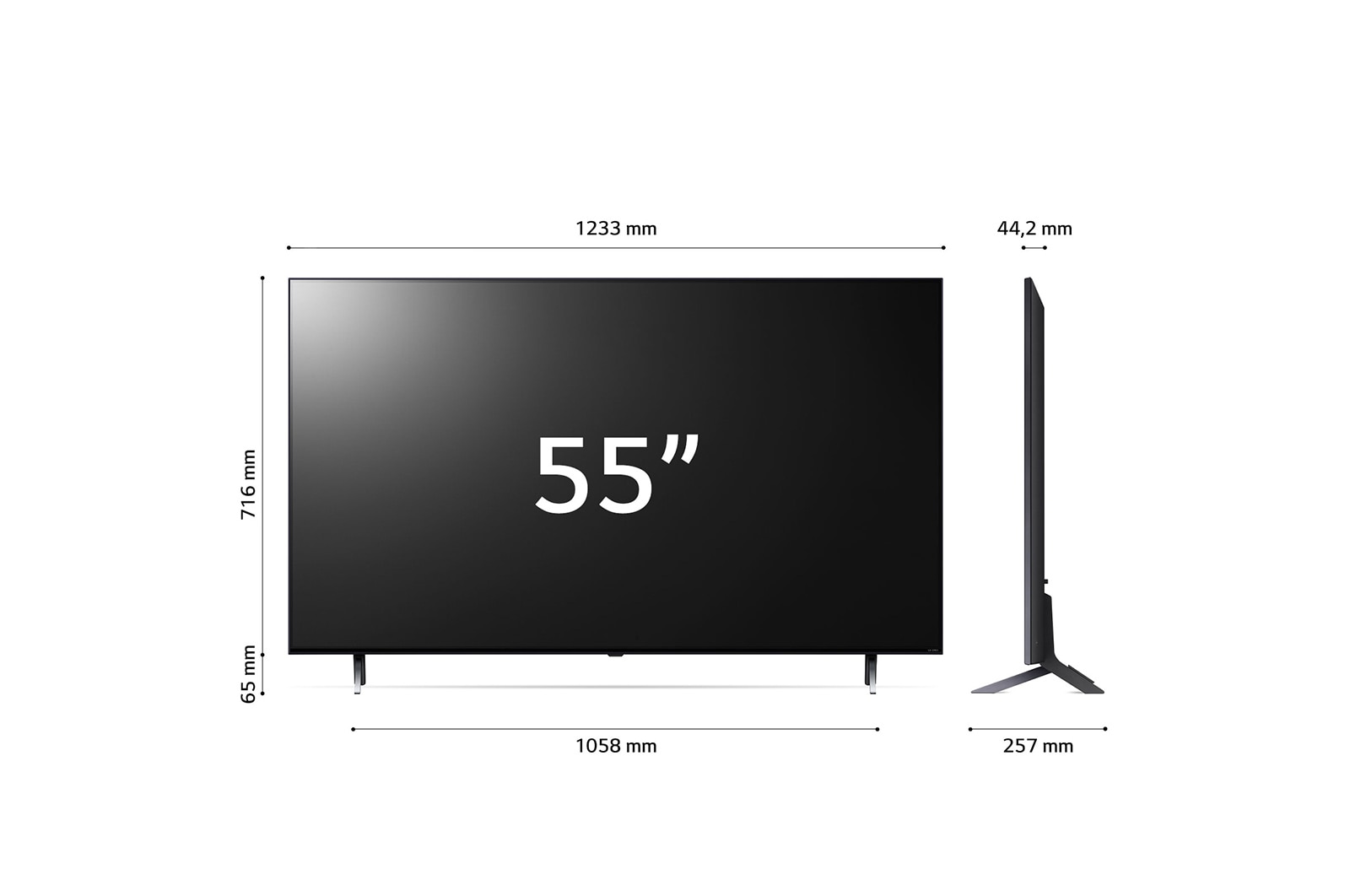 LG TV QNED | Serie QNED75 55'' | 4K, α5 Gen6, HDR10, 20W, 4 HDMI, Game Optimizer, Wi-Fi 5, Smart TV WebOS 23, 55QNED756RA