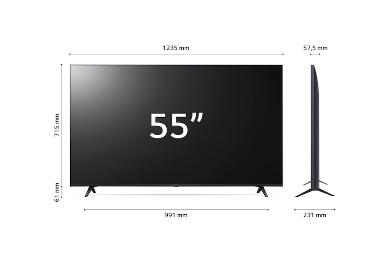 LG TV UHD | Serie UR80 55'' | 4K, α5 Gen6, HDR10, 20W, 3 HDMI, Game Optimizer, Wi-Fi 5, Smart TV WebOS 23, 55UR80006LJ