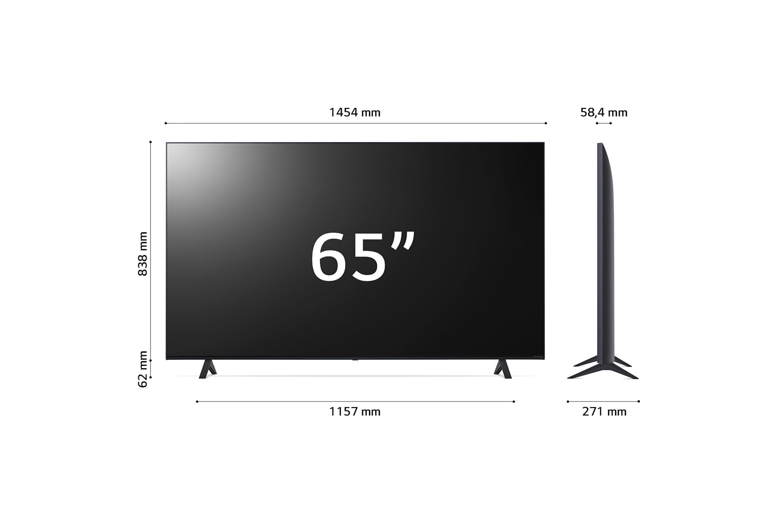 LG TV NanoCell | Serie NANO75 65'' | 4K, α5 Gen5, HDR10, 20W, 3 HDMI, Game Optimizer, Wi-Fi 5, Smart TV WebOS 22, 65NANO756QC