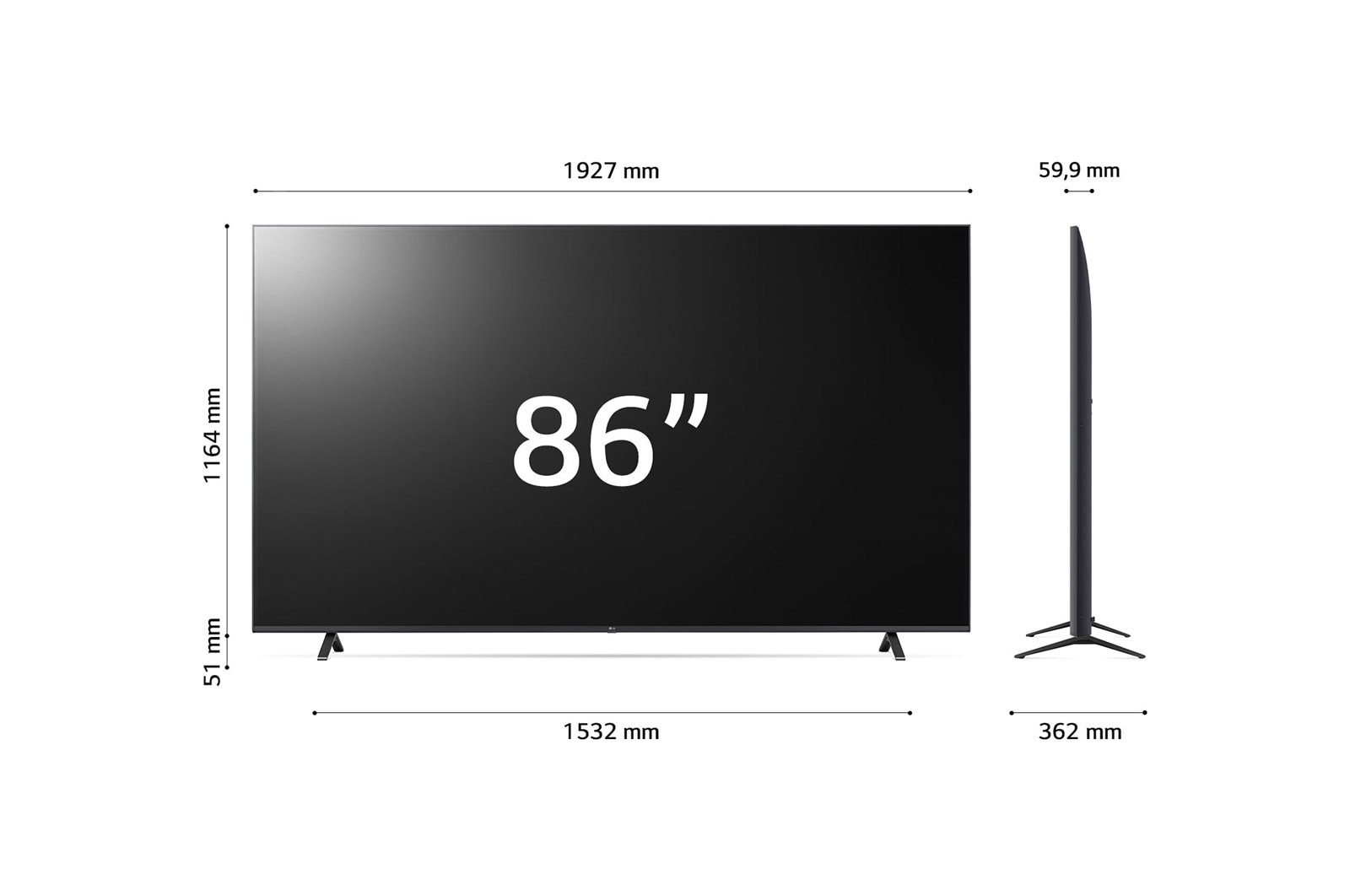 LG TV UHD | Serie UR78 86'' | 4K, α5 Gen6, HDR10, 20W, 3 HDMI, Game Optimizer, Wi-Fi 5, Smart TV WebOS 23, 86UR78006LB