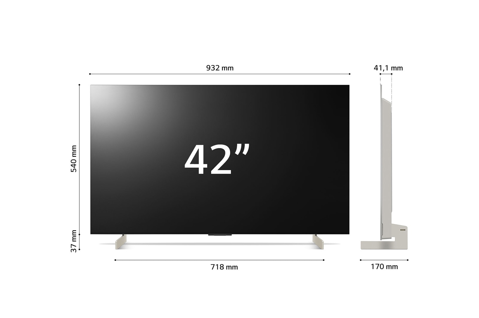 LG OLED evo | TV 42'' Serie C26 | OLED 4K, Smart TV, Dolby Vision IQ e Atmos, OLED42C26LB