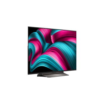 Vista leggermente inclinata della Smart TV LG OLED evo AI C5 4K