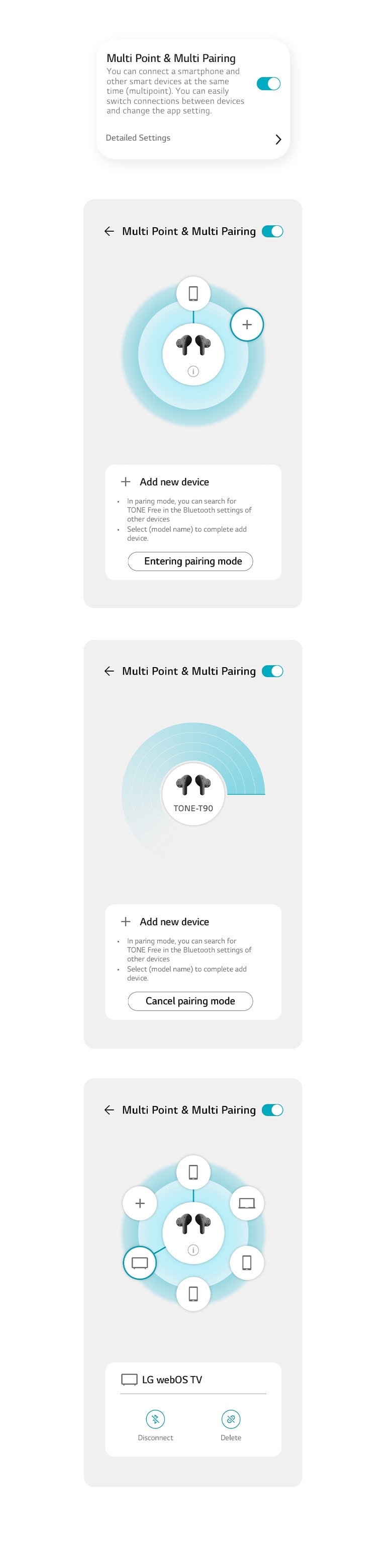 Immagini delle funzioni Multi Point e Multi Pairing sull’app.