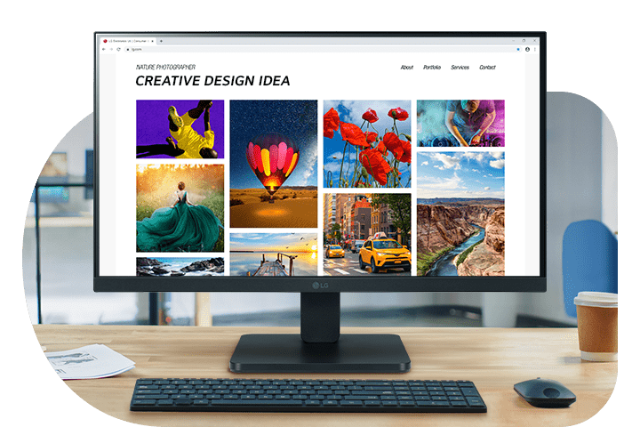 Lo schermo da 21.45” con Full HD (1920 x 1080) aumenta la produttività del lavoro attraverso colori chiari.