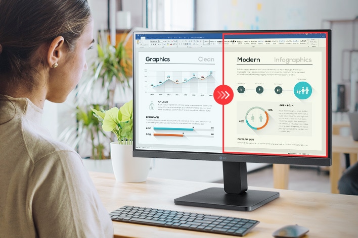 Immagine a confronto del lato destro con modalità di lettura attivata e del lato sinistro senza modalità di lettura.