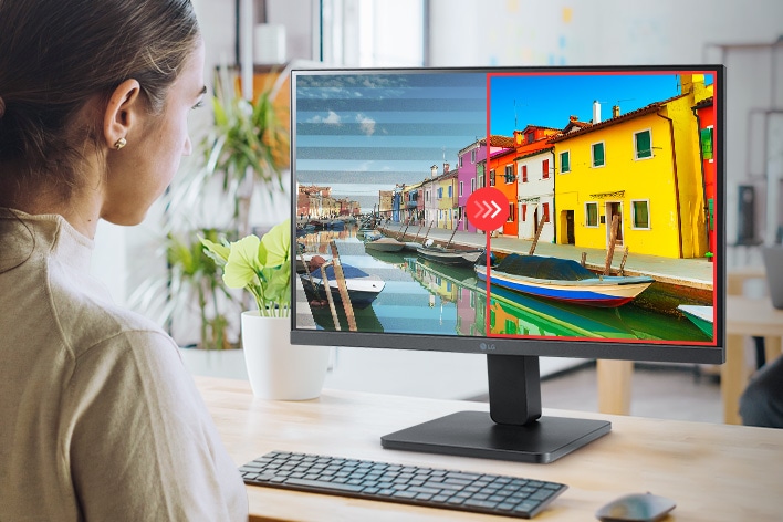 Immagine a confronto del lato destro con flicker safe attivato e del lato sinistro senza flicker safe.