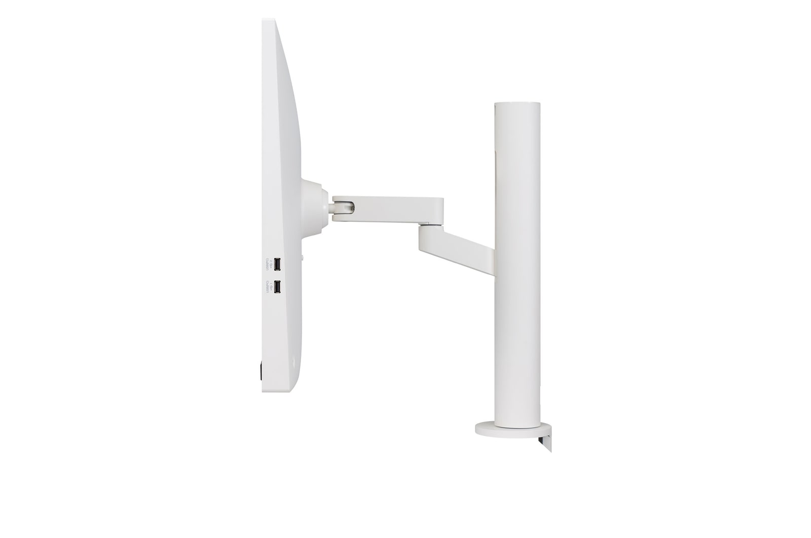 vista laterale con altezza del monitor regolata verso il basso