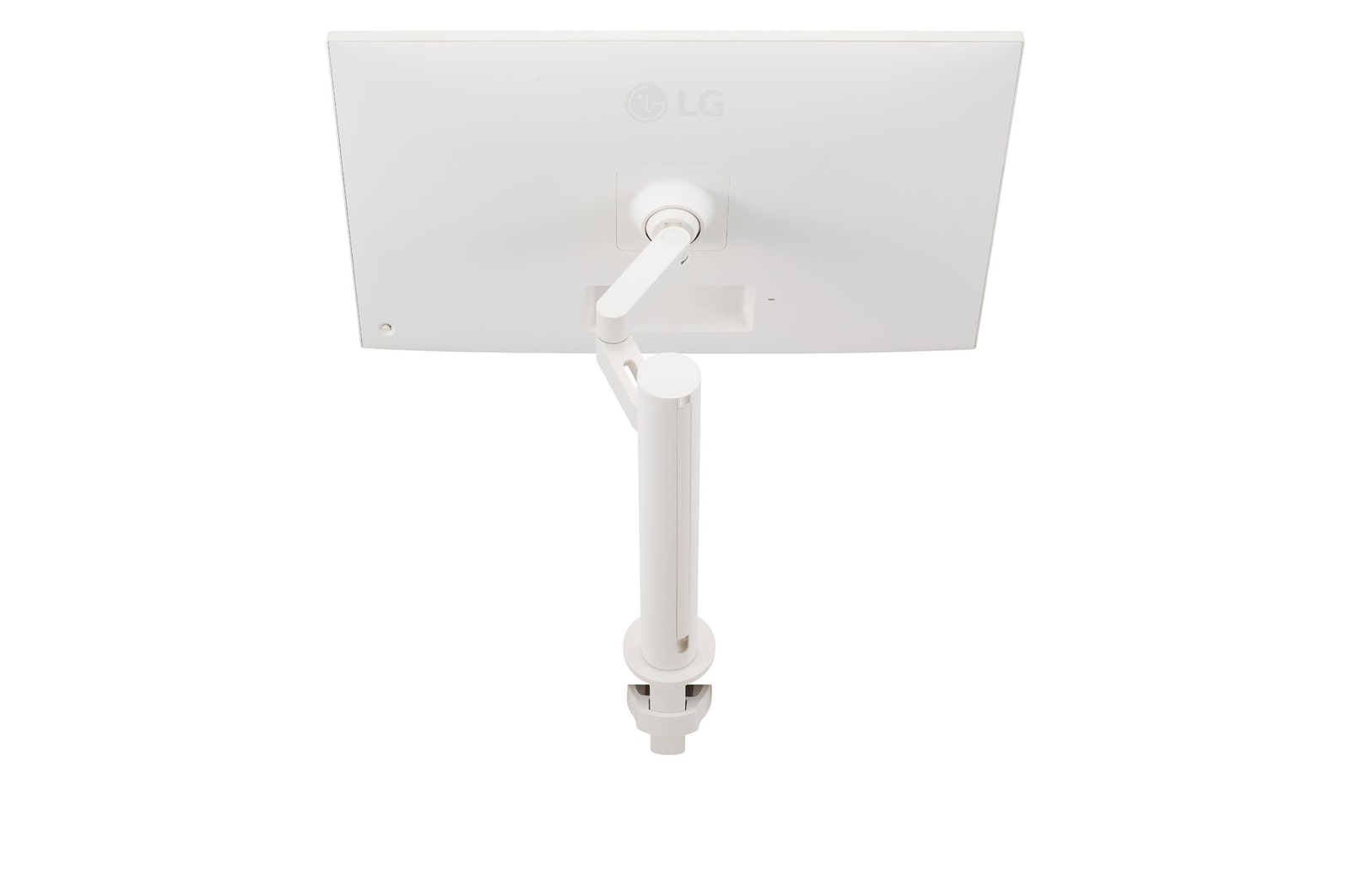 vista posteriore laterale con il braccio del monitor retratto