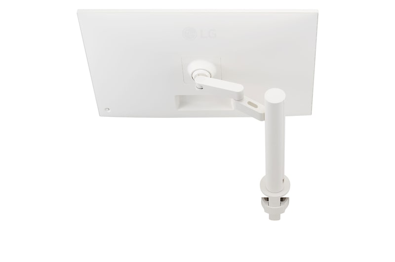 vista posteriore laterale con il braccio del monitor esteso a destra