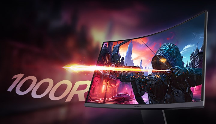 Vista laterale di uno schermo con il personaggio di un arciere da gioco sull’immagine dello schermo.