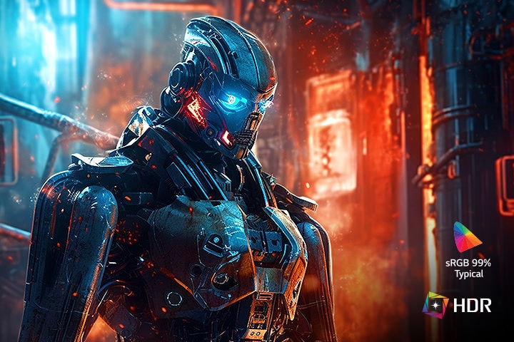 Immagini robotiche di alta qualità a colori con sRGB 99% e HDR10.