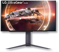 Monitor da gioco LG UltraGear che mostra una nave spaziale in una scena infuocata.