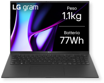 Laptop LG gram Pro con design nero e display colorato.