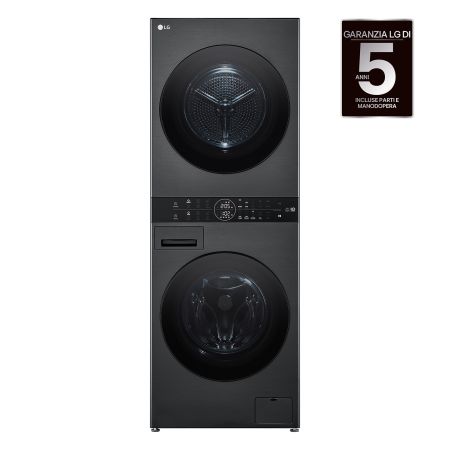 Vista frontale di LG WashTower Colonna Lavasciuga 12/10kg Nera WT1210BBF