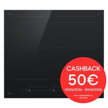 Foto frontale del piano cottura LG CBIZ2437B con bollo cashback 100€