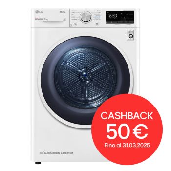 LG Asciugatrice 9kg a Pompa Di Calore condensatore autopulente Classe A+++ Bianca, RH90V9AVHN